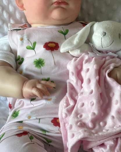 6-9 Months | Ladybird Flowers | Handmade Jersey Playful Romper | Discontinued Print | READY TO POST