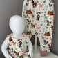 On The Farm Print Organic Cotton Jersey Dungaree Romper