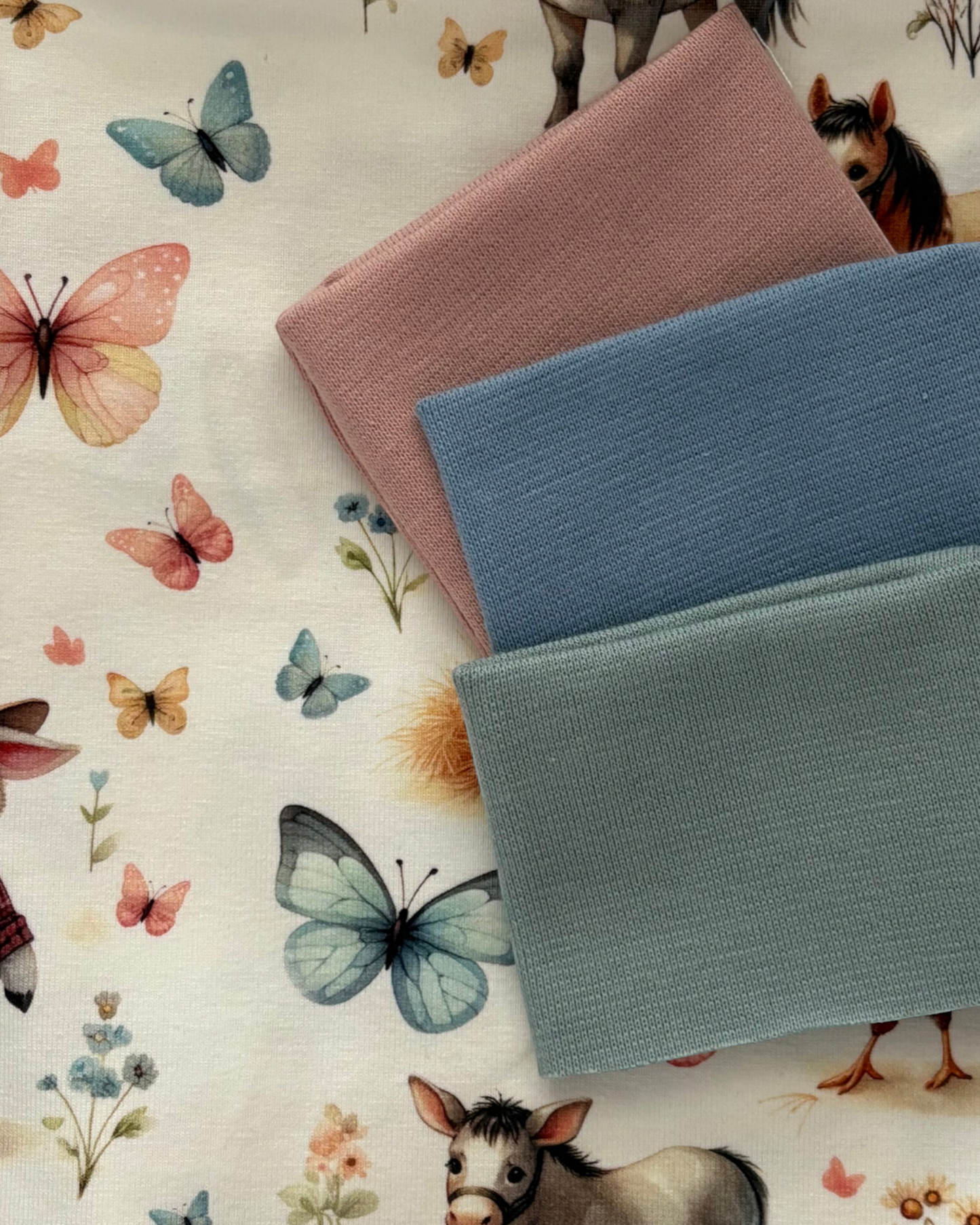 0-3 Months | On The Farm | Sea Green Rib Cuffs| Handmade Jersey Leggings | READY TO POST