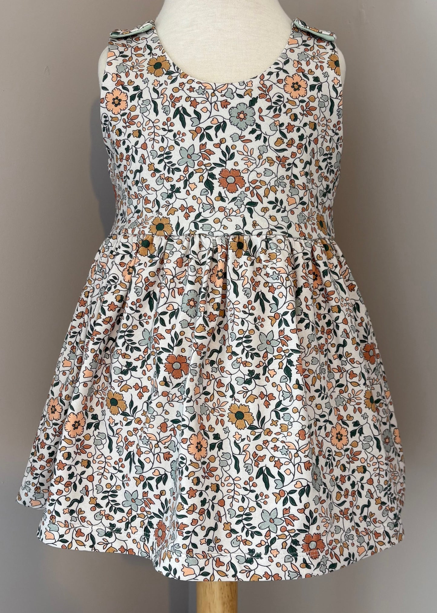 Autumn Boho Floral Organic Cotton Jersey Blossom Dress