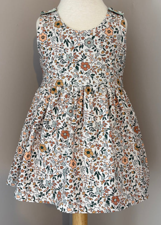 Autumn Florals Print French Terry Blossom Dress (Handmade To Order)