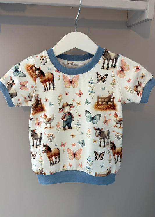 On The Farm Print Organic Jersey T-Shirt (Handmade To Order)