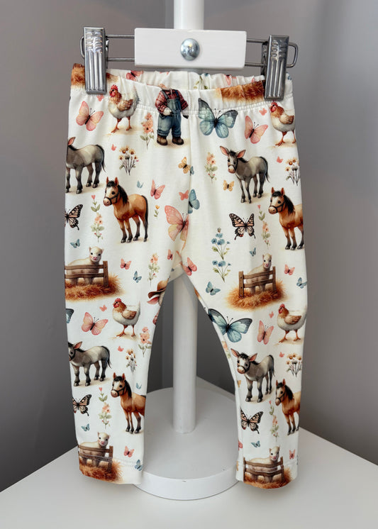 On The Farm Print Organic Jersey Classic Leggings (Handmade To Order)