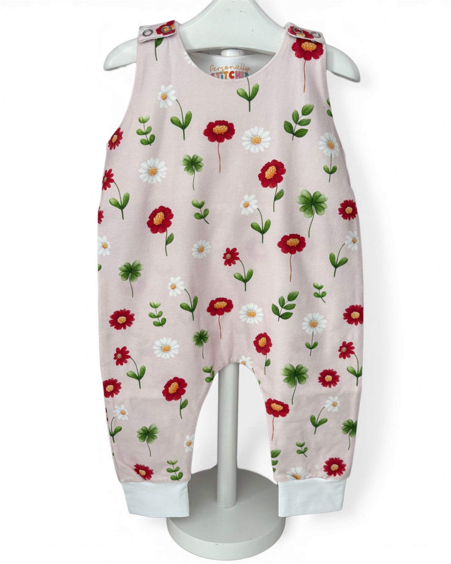 12-18 Months | Ladybird Flowers | Handmade Jersey Playful Romper | Discontinued Print | READY TO POST