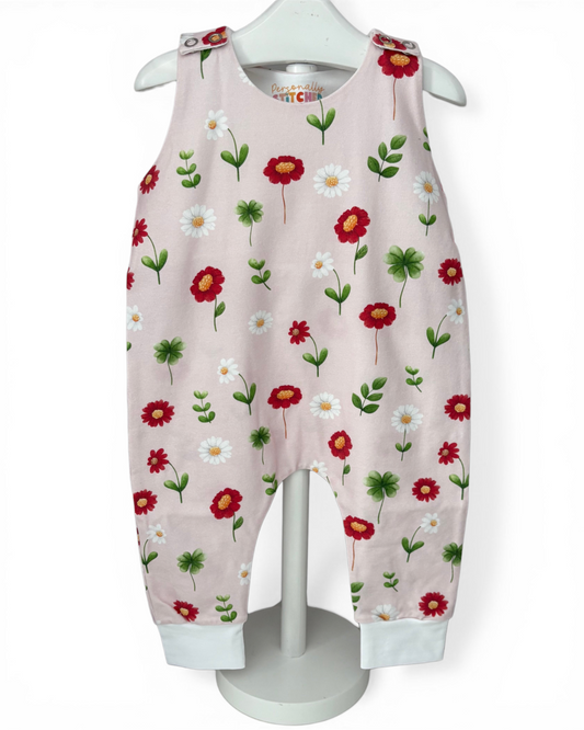 12-18 Months | Ladybird Flowers | Handmade Jersey Playful Romper | Discontinued Print | READY TO POST