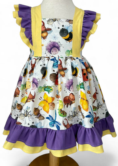 Age 2-3 | Happy Bugs | Handmade Bellevue Dress | Discontinued Print | READY TO POST