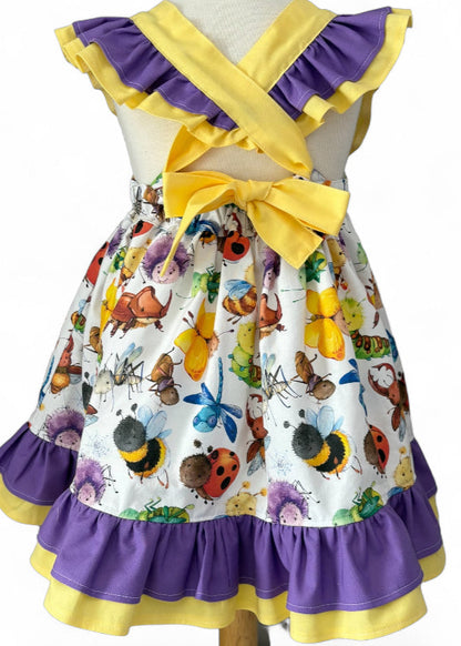 Age 2-3 | Happy Bugs | Handmade Bellevue Dress | Discontinued Print | READY TO POST