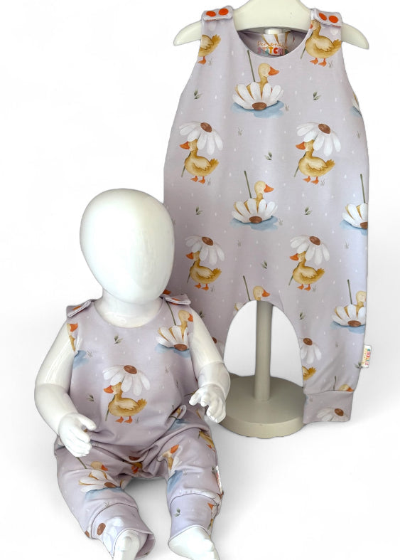 Duck's & Daisy Organic Cotton Jersey Dungaree Romper