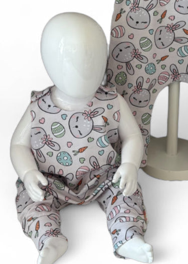 MISS Bunny Print French Terry Romper