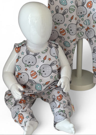 MR Bunny Print French Terry Romper