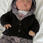 Floral Spiders Print & Waffle Knit Hooded Cardigan