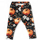6-9 Months Pumpkin Flowers Print French Terry Classic Leggings (Ready To Post)