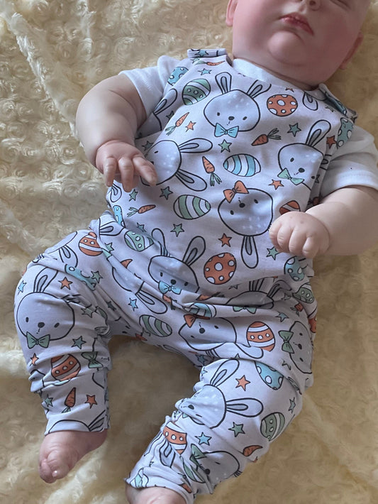 MR Bunny Print French Terry Romper