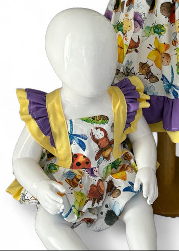 3 Months | Happy Bugs Bellevue Romper | READY TO POST