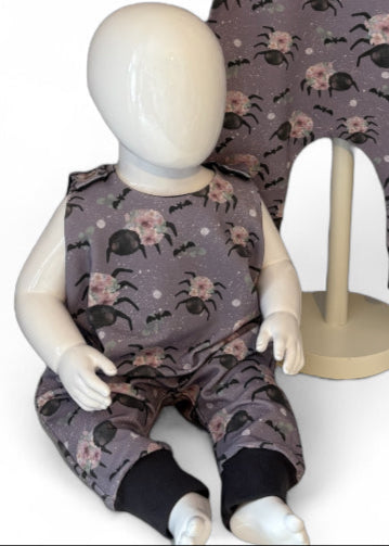 0-3 Months | Floral Spider | French Terry Playful Romper | READY TO POST