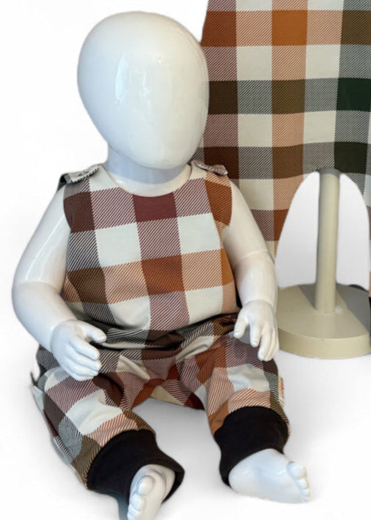 Handmade Autumn Plaid Baby Romper – Fall Outfit for Baby & Toddler