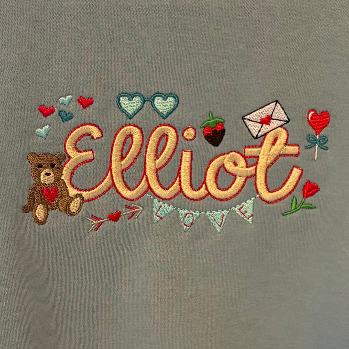 Dusty Blue Valentine’s Day Personalised Embroidered Sweatshirt (PRE ORDER)