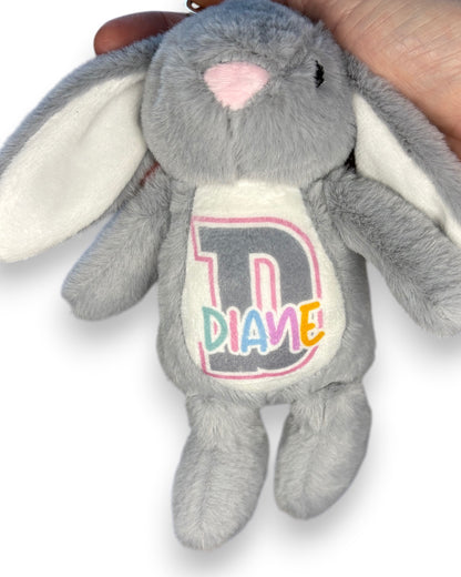 Personalised Plush Bear & Bunny Keyring | Custom Name Bag Charm | Teddy Backpack Charm | Gift for Kids & Adults
