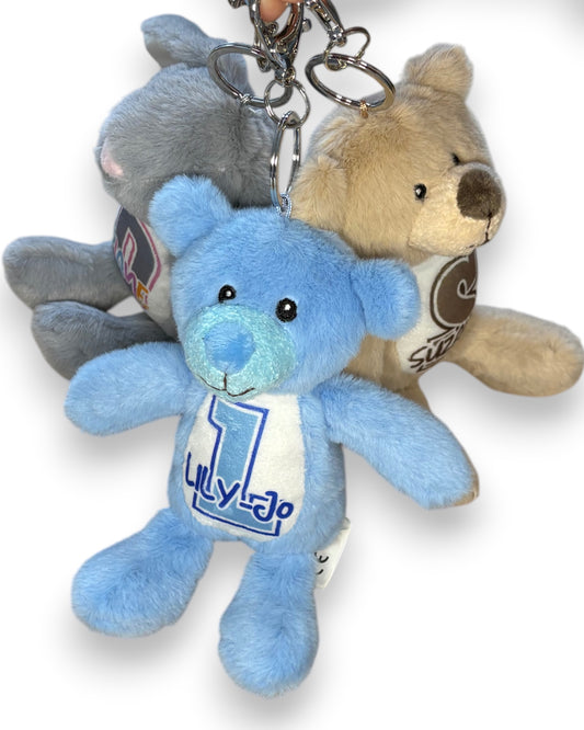 Personalised Plush Bear & Bunny Keyring | Custom Name Bag Charm | Teddy Backpack Charm | Gift for Kids & Adults