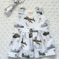 Vintage Military Print French Terry Blossom Dress (Handmade To Order)