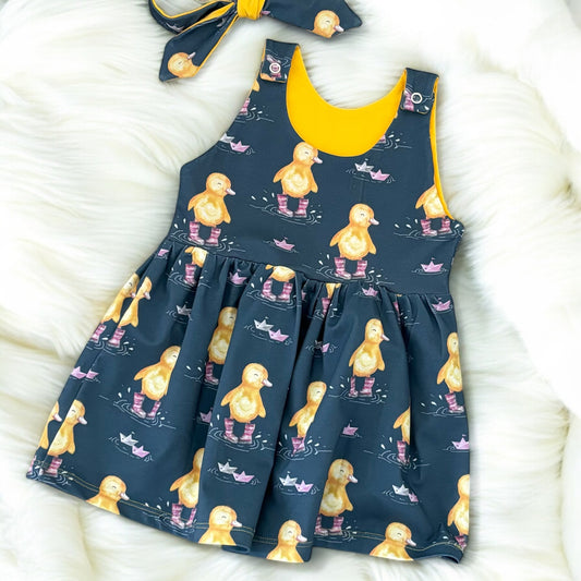 Bianca Duck Print French Terry Blossom Dress (Handmade To Order)
