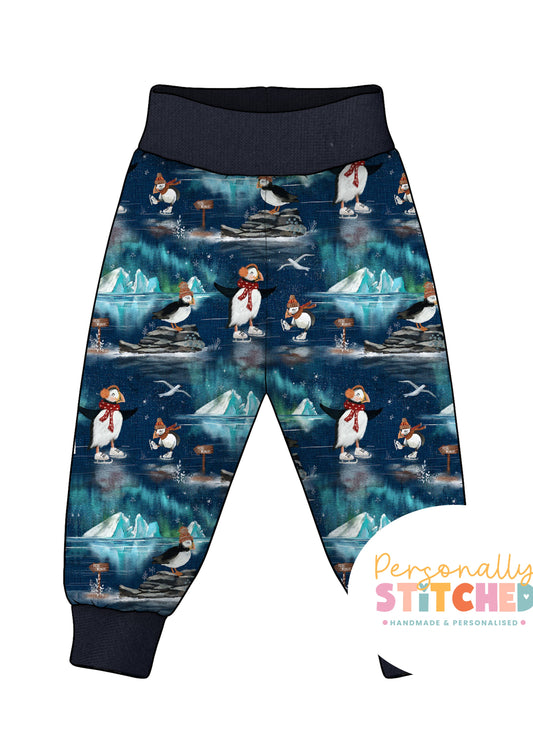 Ice Skating Puffins French Terry Relaxed Fit Yoga Waist & Cuff Joggers