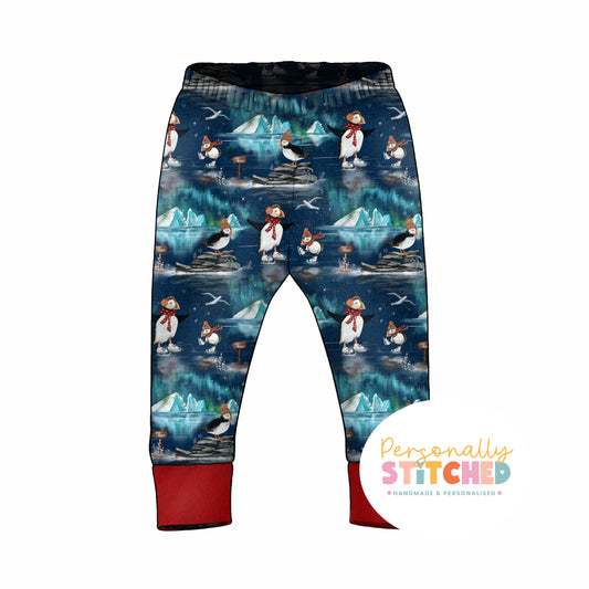 Ice Skating Puffins French Terry Cuff Leggings