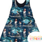 Ice Skating Puffins French Terry Blossom Dress (Handmade To Order)