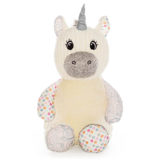 Pastel icing sugar sensory bunny soft toy with personalised name embroidery