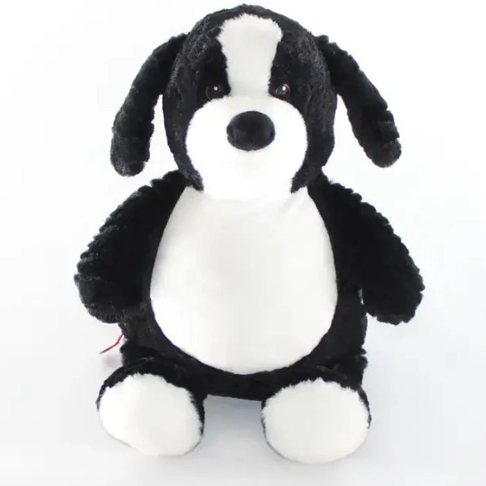 Jelly Bean the border collie puppy soft toy with embroidered personalised name