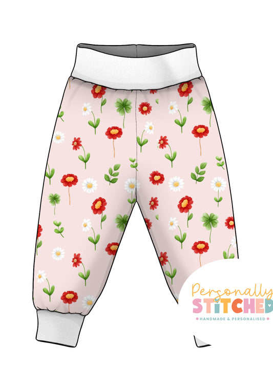 Ladybird Flowers French Terry Relaxed Fit Contrast Waist & Cuff Joggers