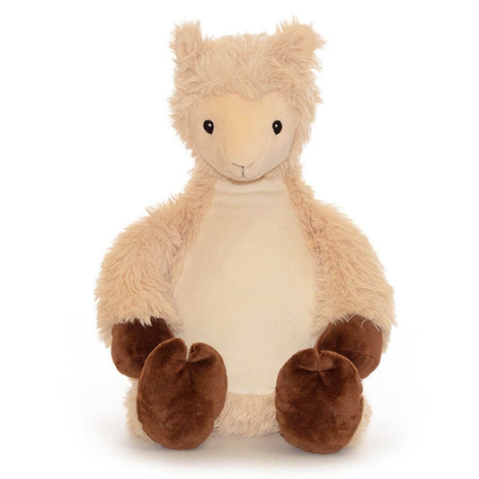 Lorenzo the fluffy llama soft toy with personalised name embroidery