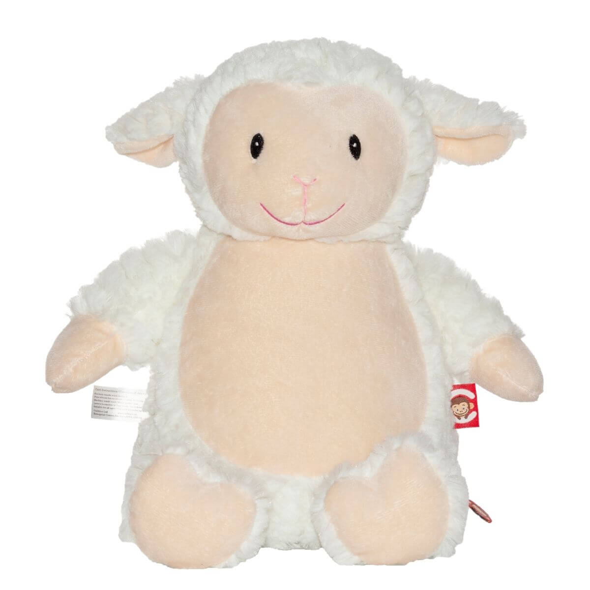 Loverby the fluffy white lamb soft toy with embroidered personalised name