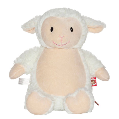 Loverby the fluffy white lamb soft toy with embroidered personalised name