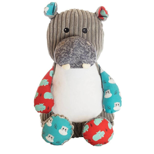 Lumpty Lou the hippo soft toy with embroidered personalised name
