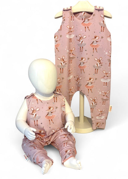 0-3 Months | Dottie Ballerina Mouse | Handmade Jersey Playful Romper | READY TO POST