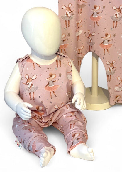 0-3 Months | Dottie Ballerina Mouse | Handmade Jersey Playful Romper | READY TO POST