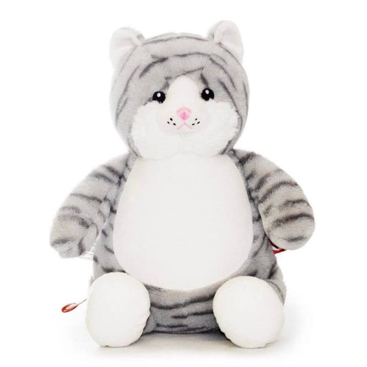 Mr Meowgi the cat soft toy with embroidered personalised name