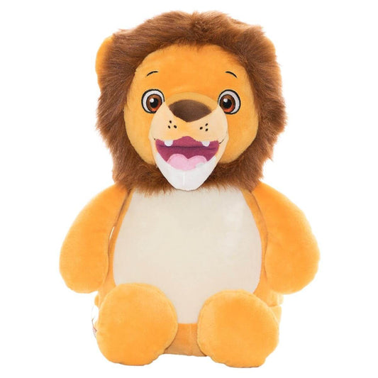 Numbutu the lion soft toy with golden mane and personalised name embroidery