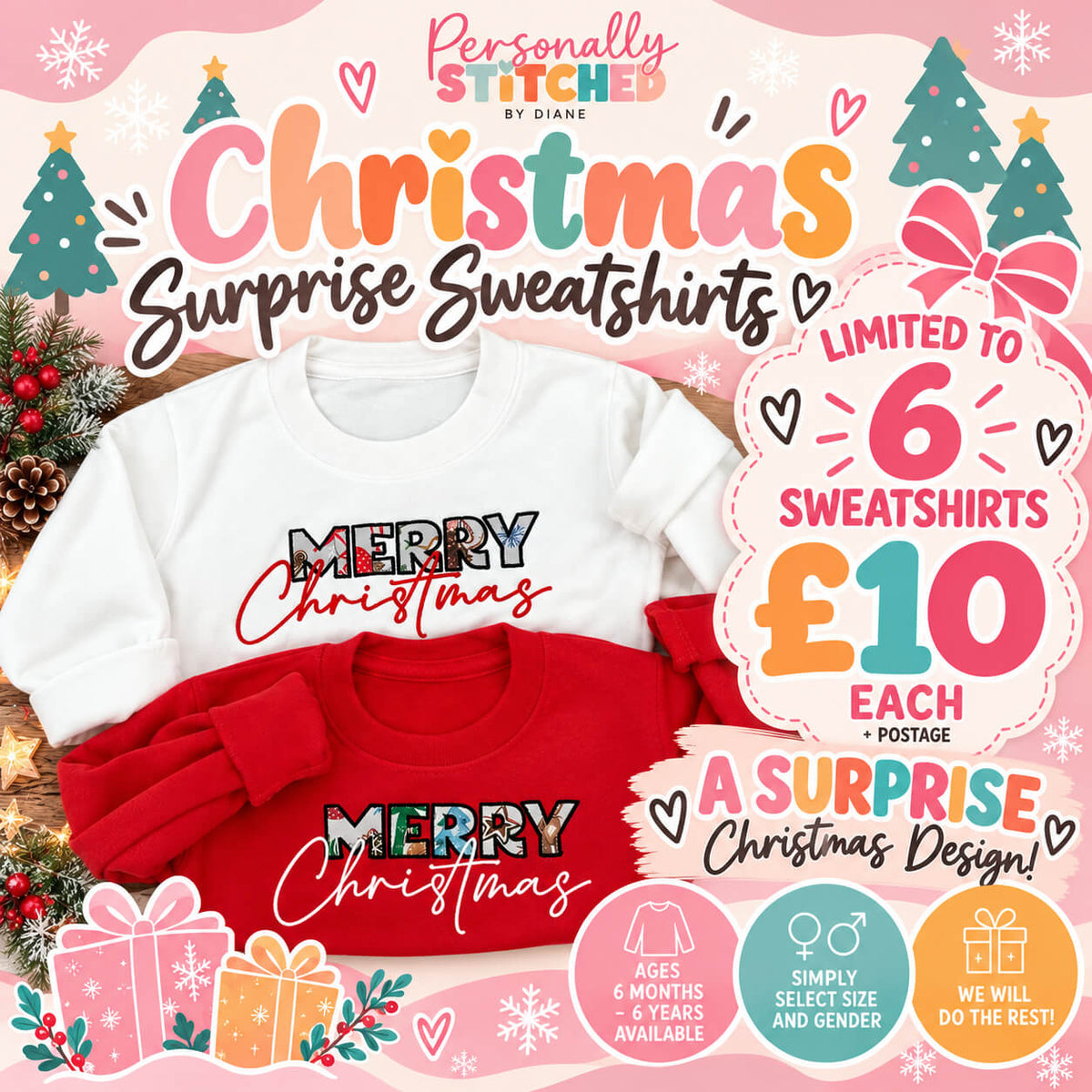 Embroidered Christmas Sweatshirt | Surprise Sample Offer