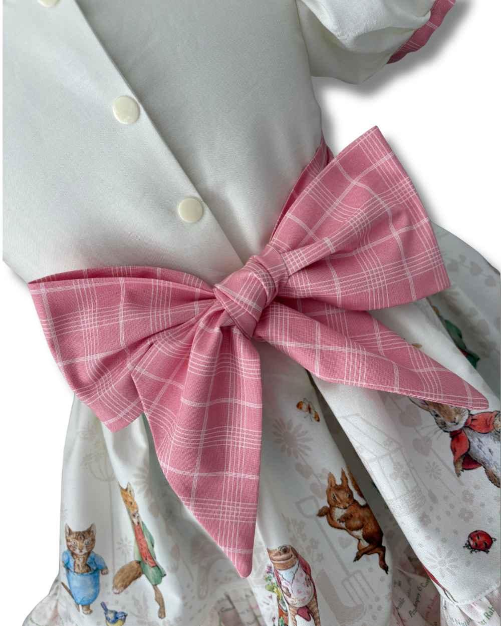 Woodland Bunny Heirloom Wallace Dress | Handmade Vintage Storybook Woven Cotton Dress