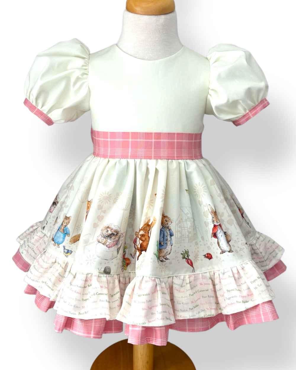 Woodland Bunny Heirloom Wallace Dress | Handmade Vintage Storybook Woven Cotton Dress