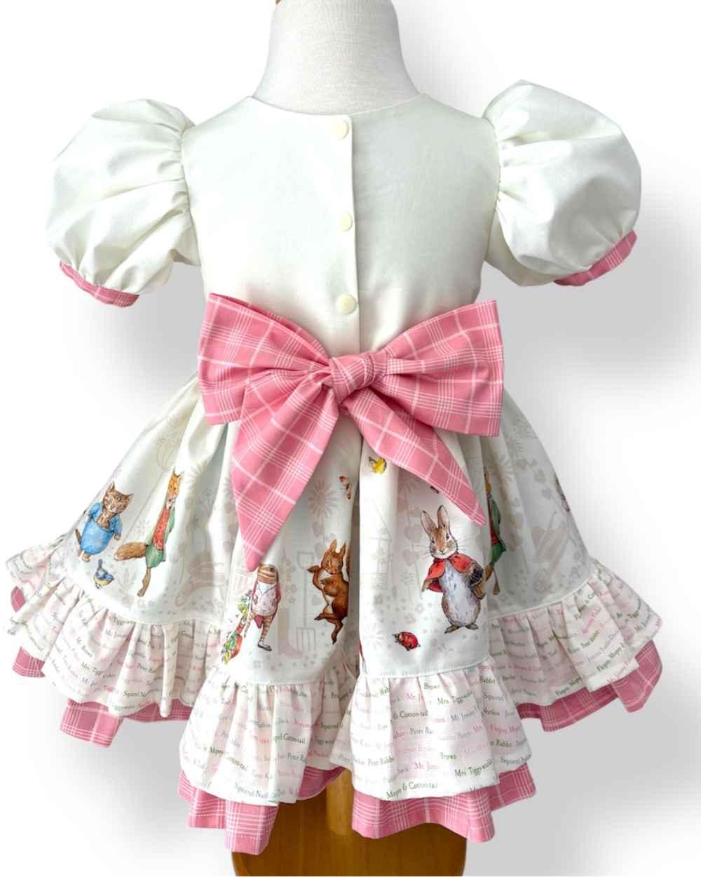 Woodland Bunny Heirloom Wallace Dress | Handmade Vintage Storybook Woven Cotton Dress