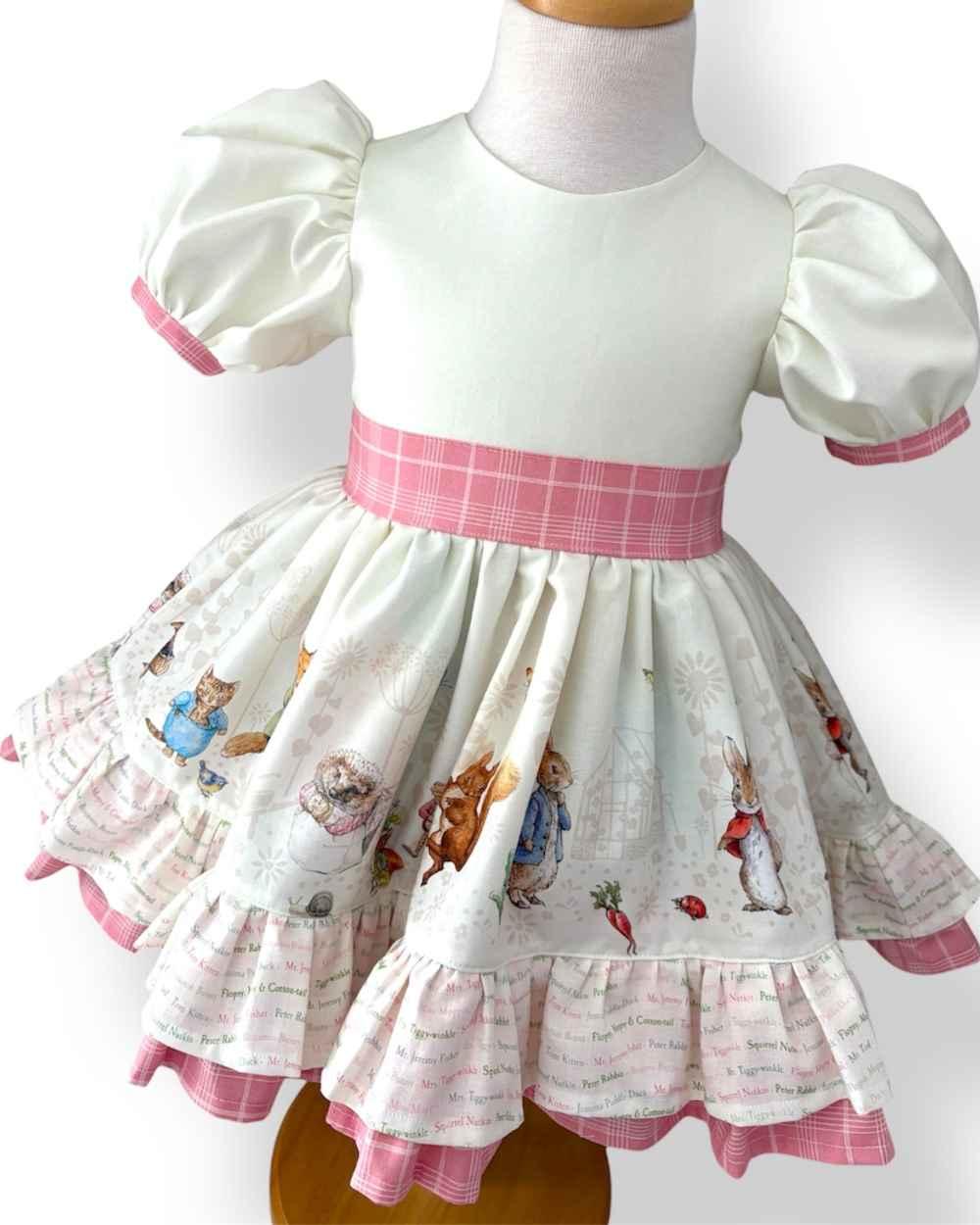 Woodland Bunny Heirloom Wallace Dress | Handmade Vintage Storybook Woven Cotton Dress