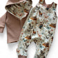 On The Farm Print & Waffle Knit Hooded Cardigan (Handmade To Order)