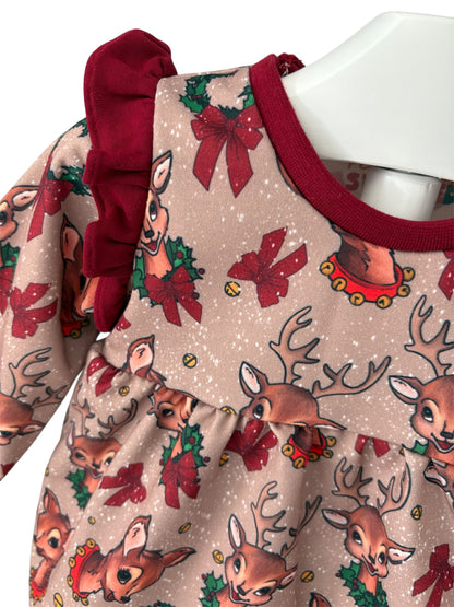 6-9 Months | Vintage Reindeer | Handmade French Terry Tunic & Leggings | READY TO POST