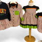 Children's Halloween-themed clothing on mannequins against a white background