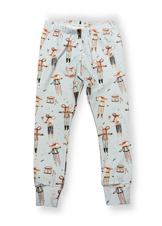 Light blue jersey leggings with boy ballerina mouse print 
