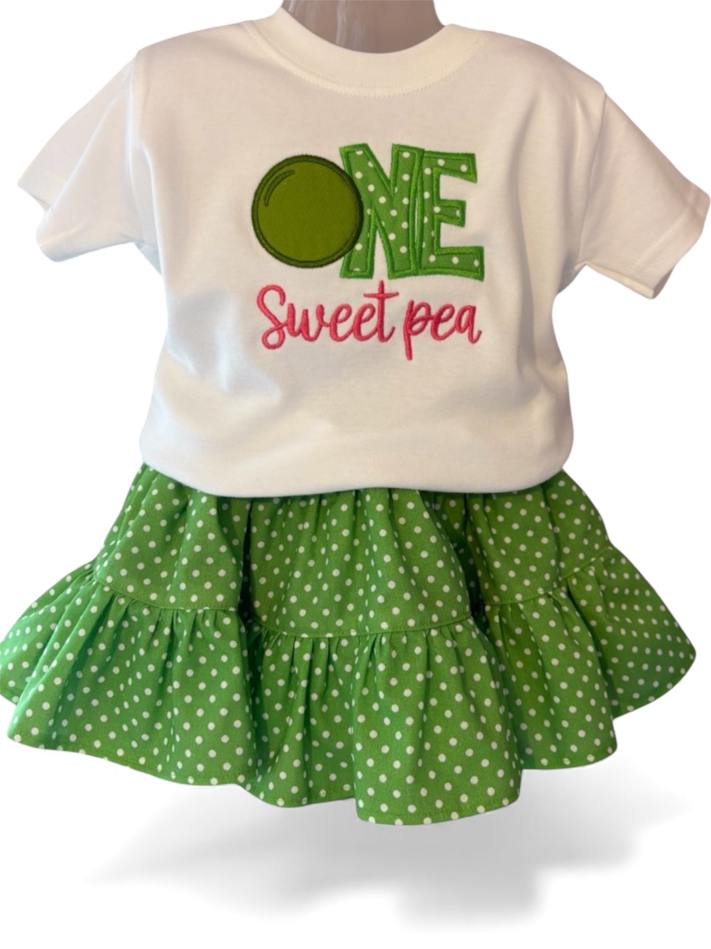 Green Polka Dot Ruffle Skirt