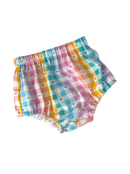 Pastel Gingham Heart | Woven Cotton Bloomers